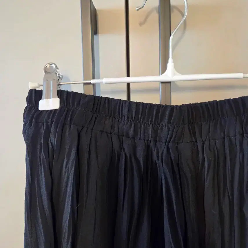 [BUNJANG] Black Pleated Long Skirt / 플리츠 롱 스커트 검정 블랙 롱치마 밴딩 55사이즈 추천