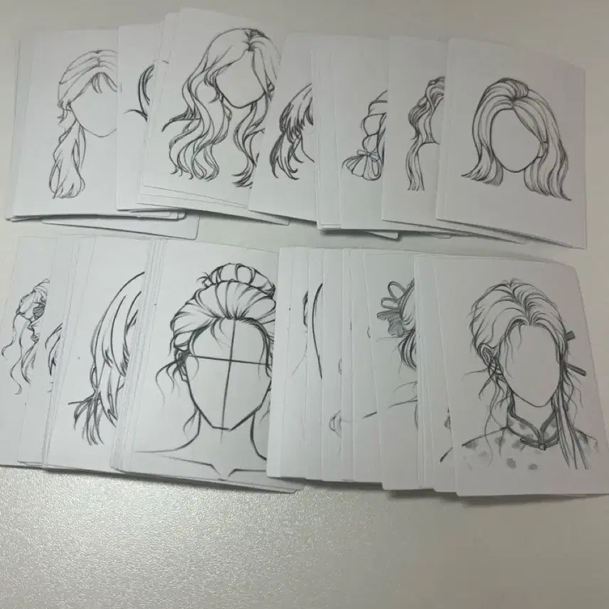 [BUNJANG] Hair Style Drawing Stickers Set / 헤어스타일 드로잉 스티커 100개 세트