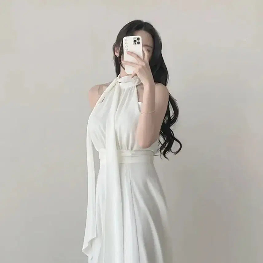 [BUNJANG] GanaDaran Goddess Chiffon Dress White / 가나다란 여신 쉬폰 원피스 화이트