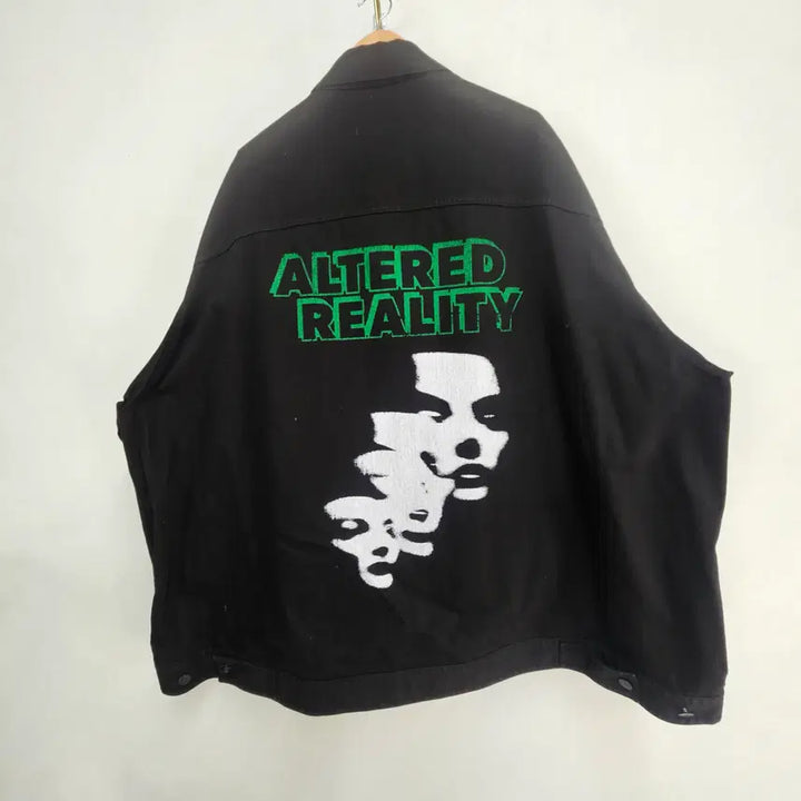 [BUNJANG] Raf Simons Altered Reality Leather Patch Denim Jacket Black L / 라프시몬스 22AW 얼터드 리얼리티 레더 패치 데님 자켓 블랙 L