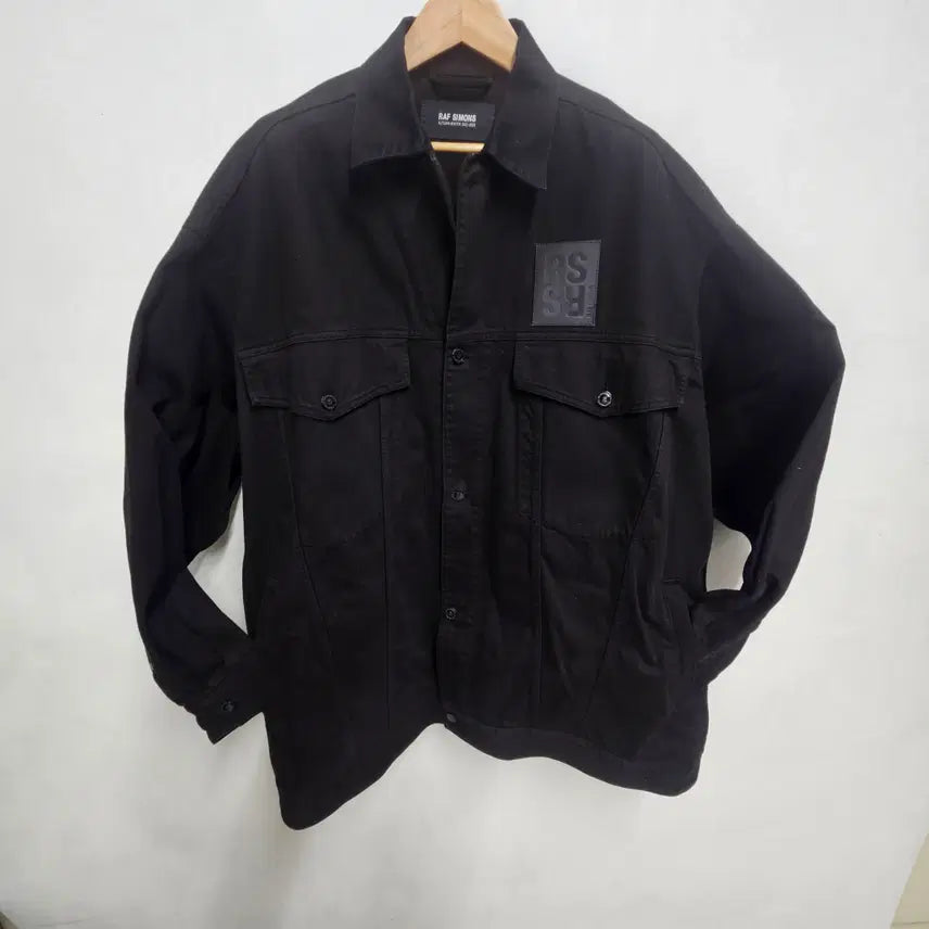 [BUNJANG] Raf Simons Altered Reality Leather Patch Denim Jacket Black L / 라프시몬스 22AW 얼터드 리얼리티 레더 패치 데님 자켓 블랙 L