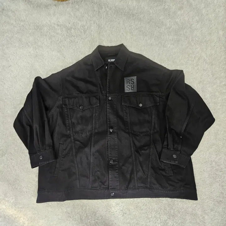 [BUNJANG] Raf Simons Altered Reality Leather Patch Denim Jacket Black L / 라프시몬스 22AW 얼터드 리얼리티 레더 패치 데님 자켓 블랙 L