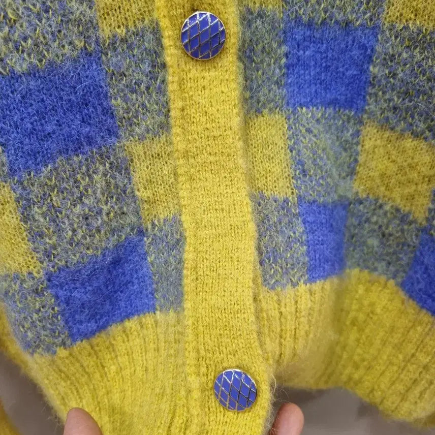 [BUNJANG] Osecckon Knit Cardigan Yellow Blue / 오즈세컨(거의새것)