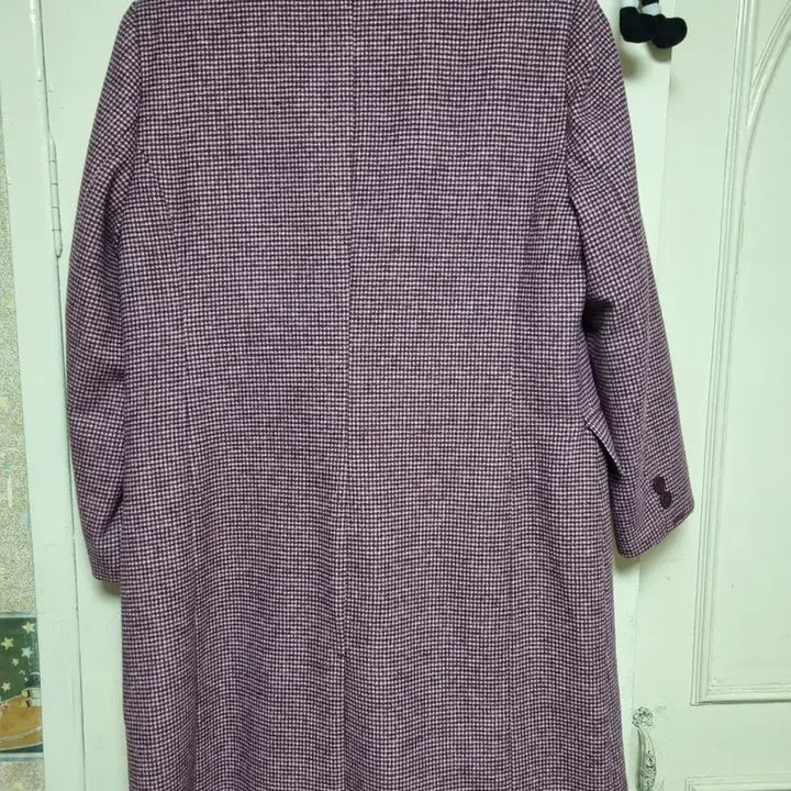 [BUNJANG] ANOTHER THAT Check Double Long Coat - Purple / 앤댓 체크 더블 롱코트 퍼플