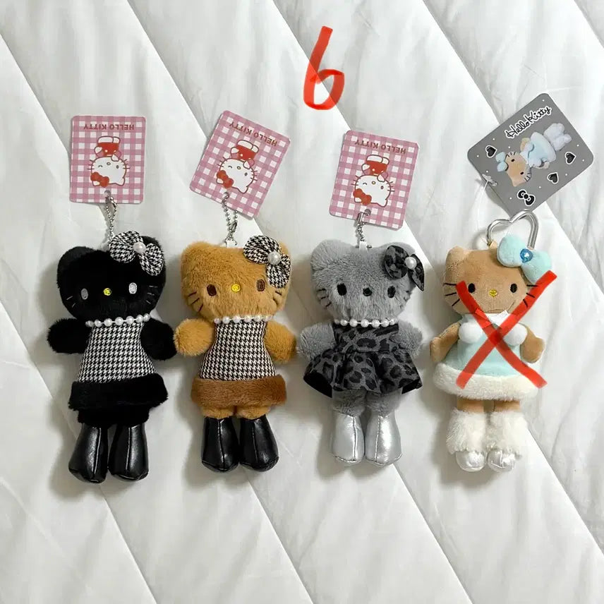 [BUNJANG] Sanrio Long Legs Hello Kitty Keyring / 산리오 롱다리 키티 키링 (트위드, 헤링본, 체크, 호피)