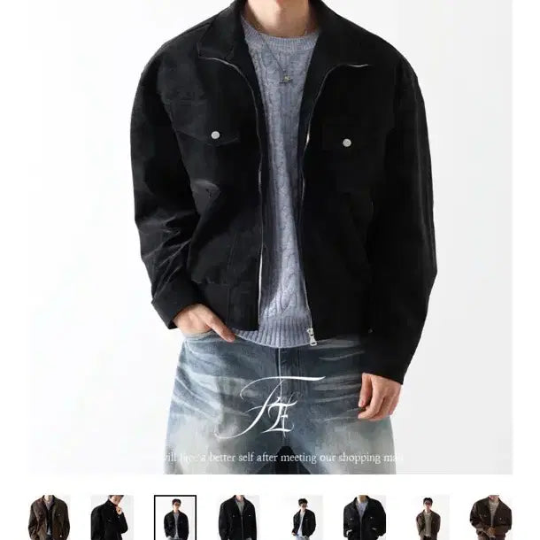 [BUNJANG] Ferme High Neck Suede Jacket Black / 포에르미 하이넥 스웨이드 자켓 블랙 새상품