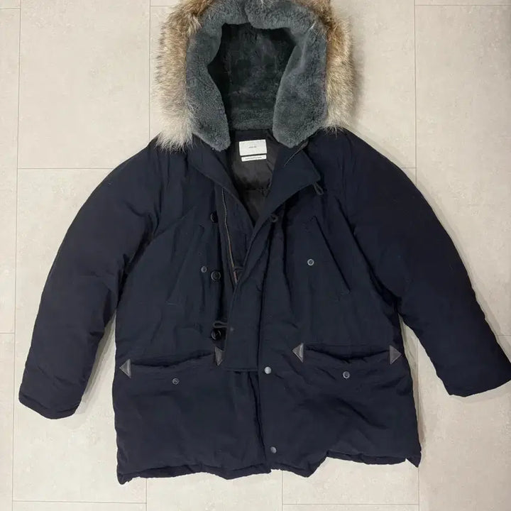 [BUNJANG] OurSelves Goose Down Military Parka Navy 3 Size / 아워셀브스 구스다운 밀파카 네이비 3사이즈