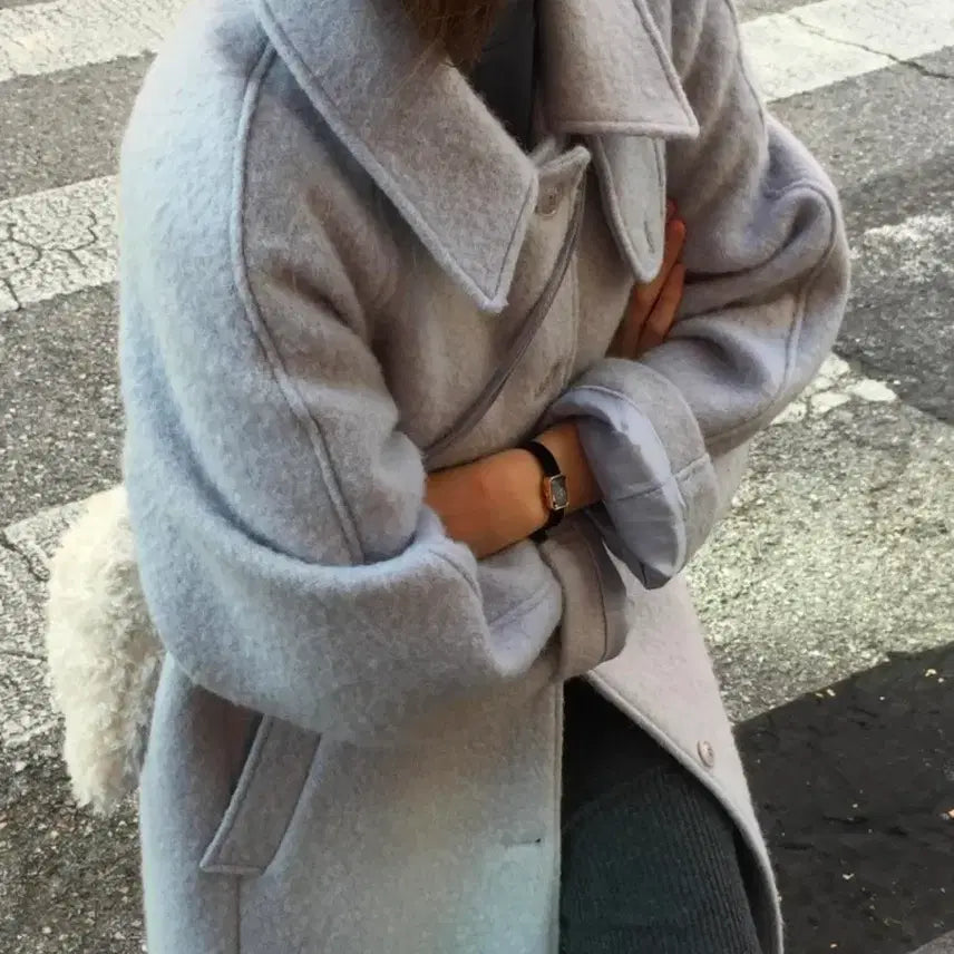 [BUNJANG] Overtake Alpaca Wool Long Coat Set / 오버테이크 알파카 울 롱 코트 가방세트