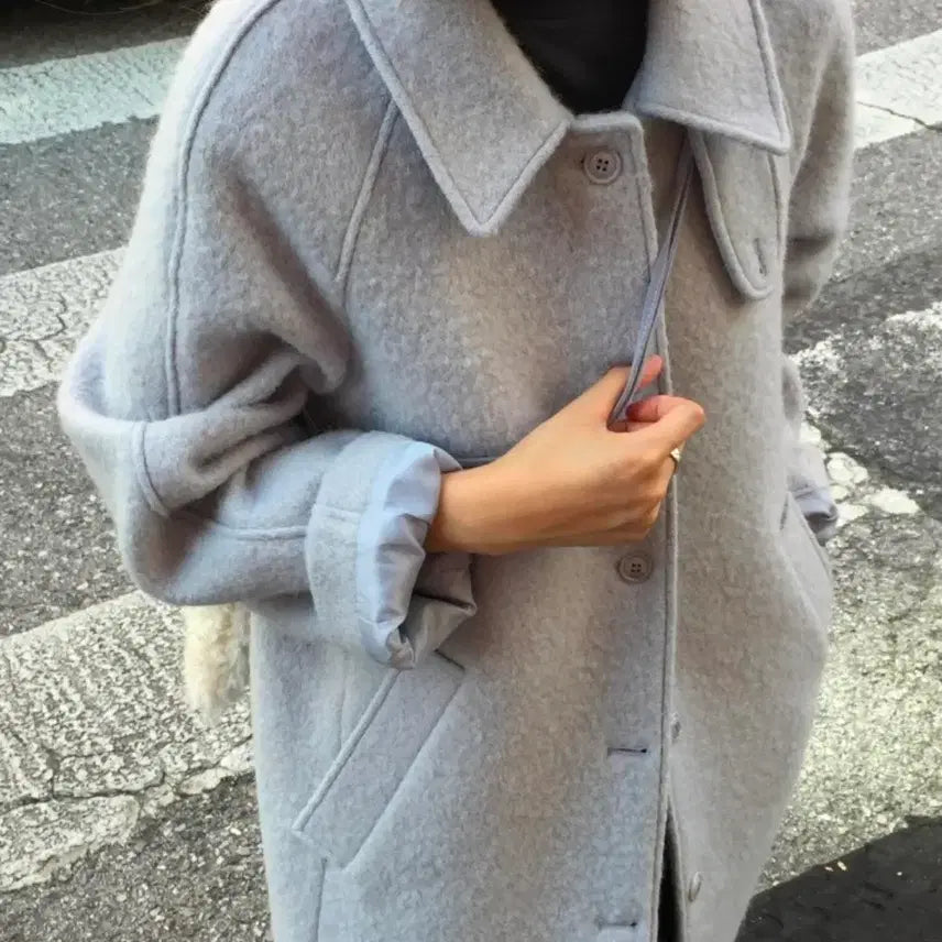 [BUNJANG] Overtake Alpaca Wool Long Coat Set / 오버테이크 알파카 울 롱 코트 가방세트