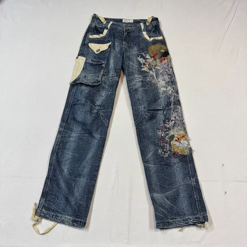 [SOLD OUT] 28inch) JPN 일본빈티지 자수 패치워크 데님 팬츠