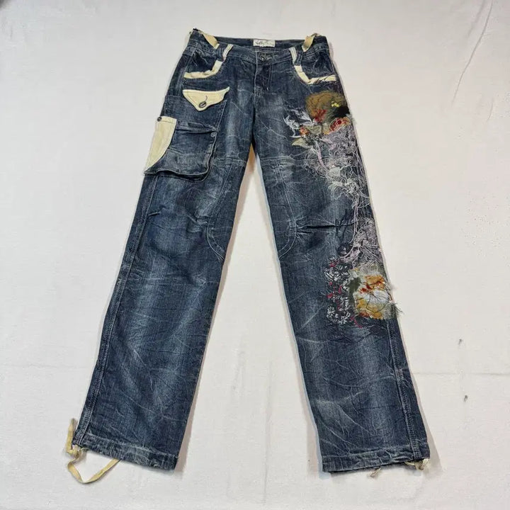 [SOLD OUT] 28inch) JPN 일본빈티지 자수 패치워크 데님 팬츠