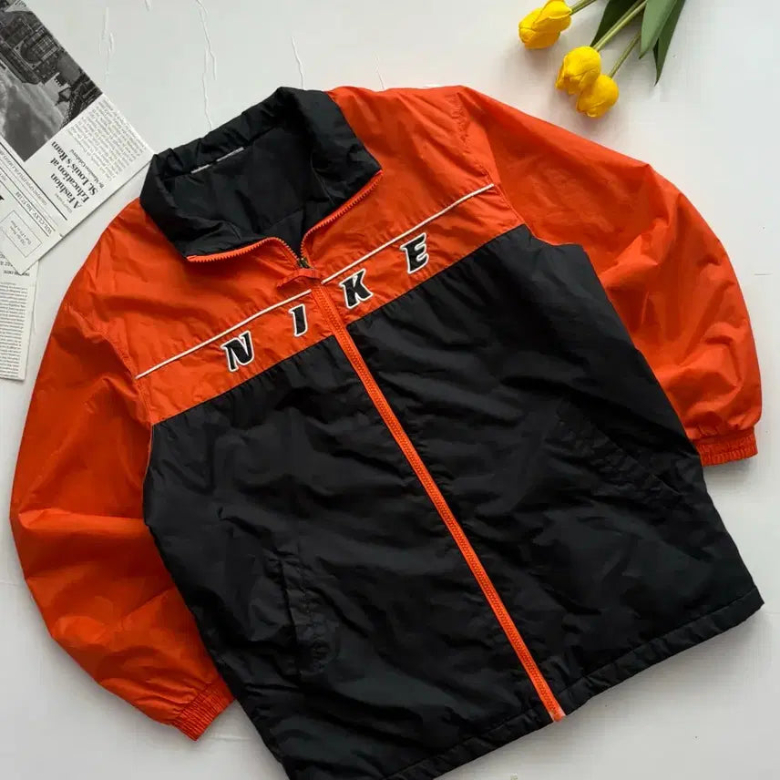 [BUNJANG] Nike Spell Out Orange Windbreaker Jacket / Nike 나이키 스펠아웃 오렌지 바람막이