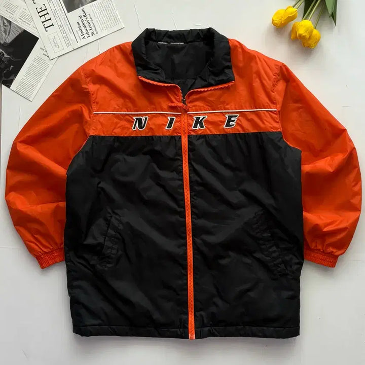 [BUNJANG] Nike Spell Out Orange Windbreaker Jacket / Nike 나이키 스펠아웃 오렌지 바람막이