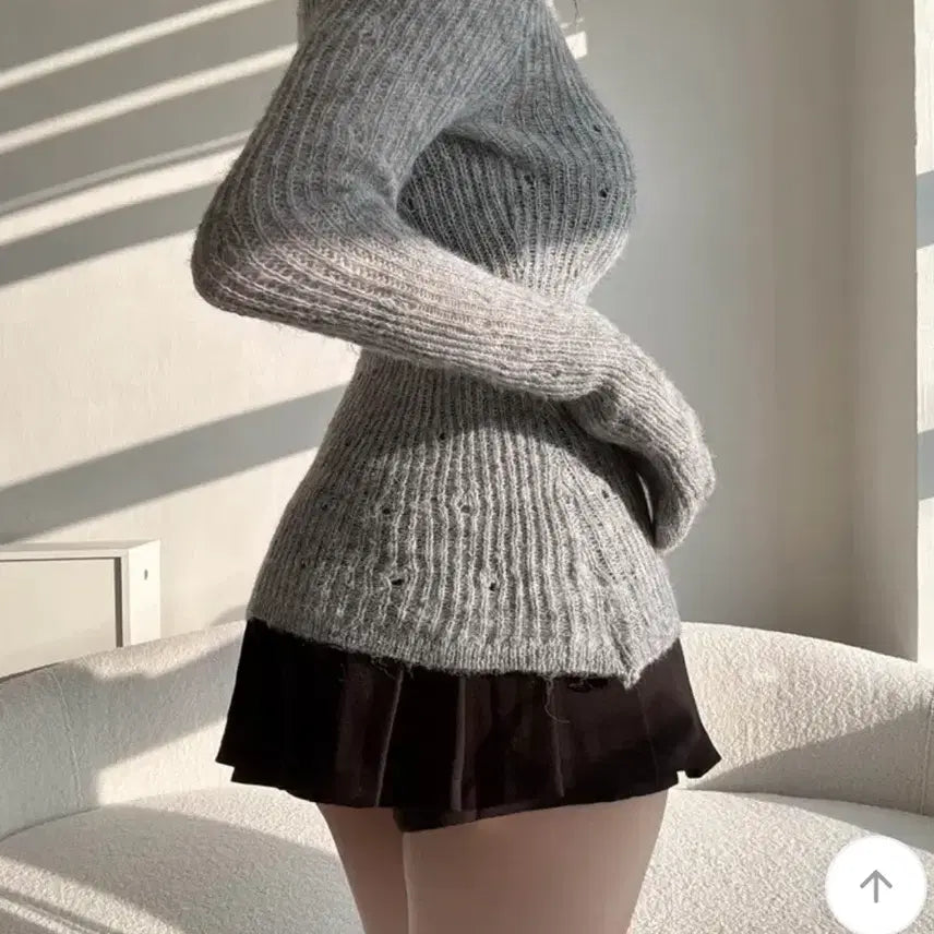 [BUNJANG] Gray Angora Knit Cardigan / 그레이) 앙고라 여리핏 카라 니트 가디건 슬림핏 허리쏙 미시룩 에이블리