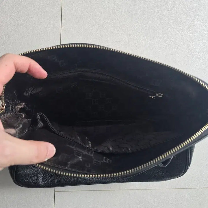 [BUNJANG] Sisley Black Leather Tote Bag / 시슬리 블랙 가죽 토트백