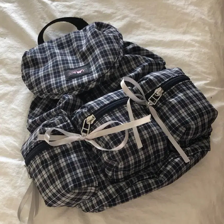 [BUNJANG] Fennec Berry Pocket Backpack Checkered Grey / 페넥 백팩 가방 BERRY POCKET BACKPACK 체크그레이