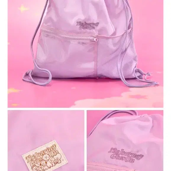 [BUNJANG] BT21 The Journey Transparent Pocket String Backpack / BT21 더 저니 투명포켓 스트링 백팩