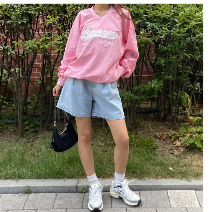 [BUNJANG] Brooklyn Pink T-shirt / 핑크 Brooklyn 맨투맨 바스락 티셔츠