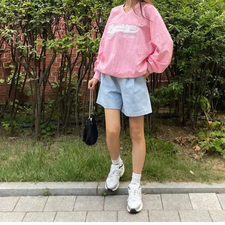 [BUNJANG] Brooklyn Pink T-shirt / 핑크 Brooklyn 맨투맨 바스락 티셔츠