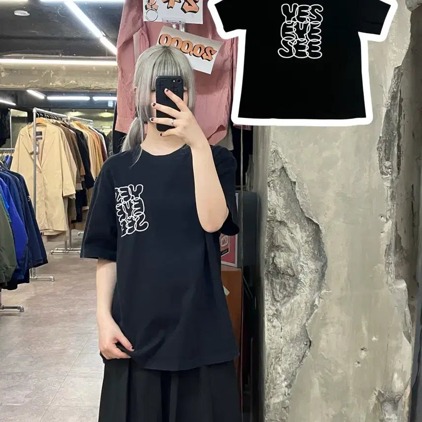 [BUNJANG] Yeseyesee Black Short Sleeve T-shirt / 예스아이씨 반팔 티셔츠 블랙 L 