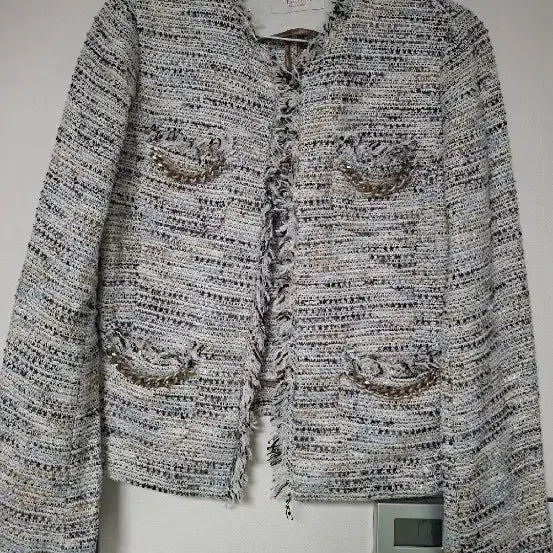 [BUNJANG] GZIO&amp;Co Tweed Chain Jacket (Size 55) / 질리오띠 트위드 체인 자켓55