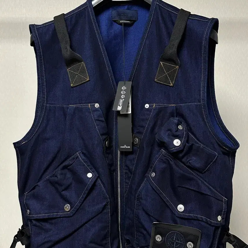 [BUNJANG] Stone Island Denim Research Indigo Vest M / 스톤아일랜드 데님 리서치 인디고 조끼 M(100) 새상품