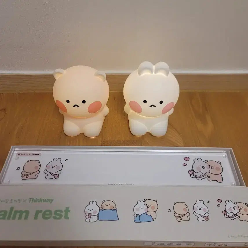 [BUNJANG] Yumeus Rabbit & Bear Ceramic Mood Lamp & Palm Rest Set / 유미어스 토끼찡 곰돌찡 세라믹 무드등, 팜레스트 세트