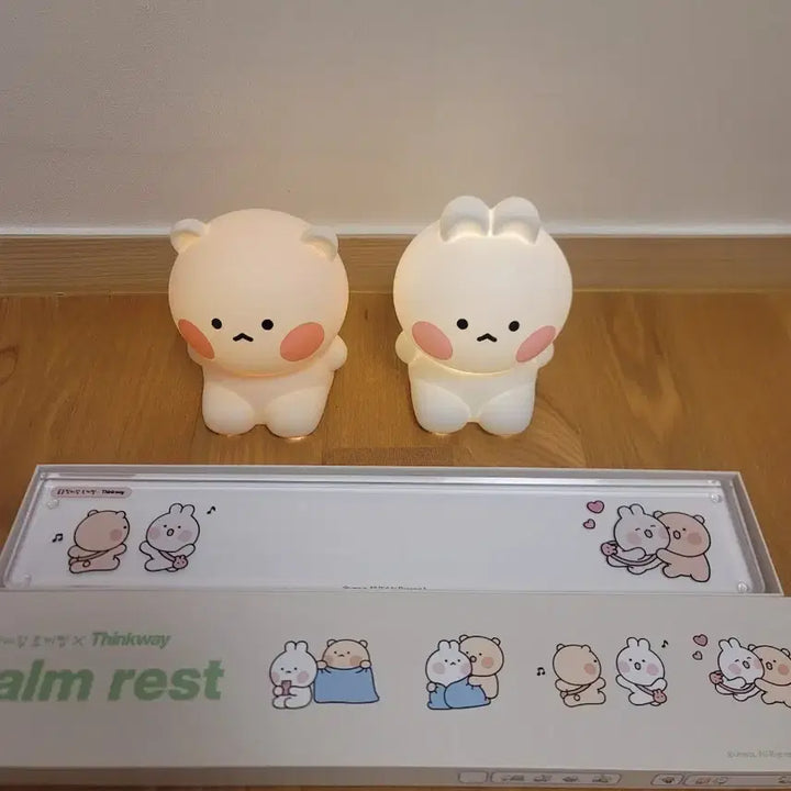 [BUNJANG] Yumeus Rabbit & Bear Ceramic Mood Lamp & Palm Rest Set / 유미어스 토끼찡 곰돌찡 세라믹 무드등, 팜레스트 세트