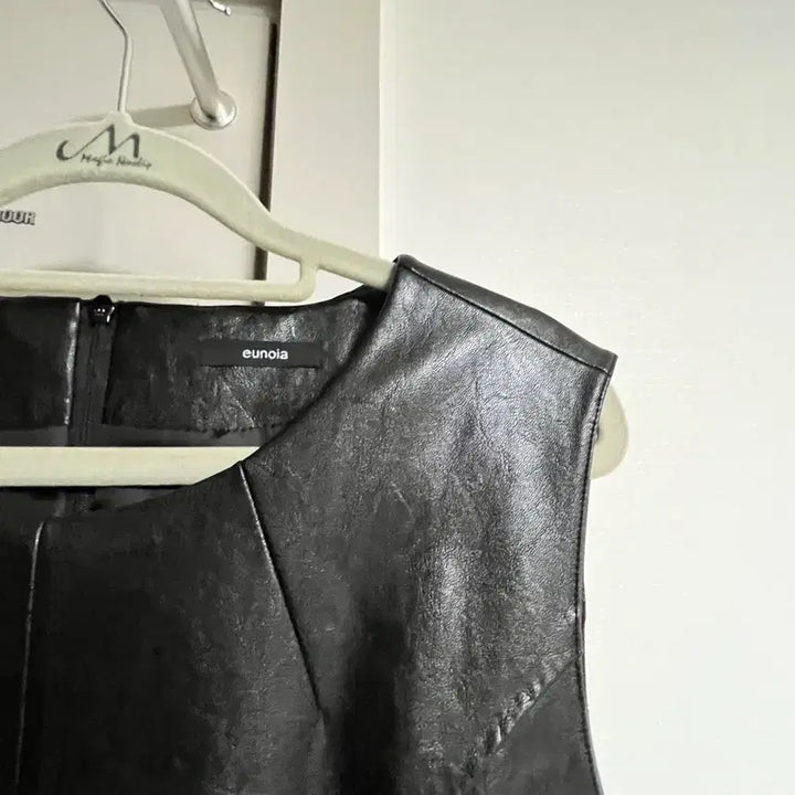 [BUNJANG] Eunoia Leather Line Dress / 유노이아 레더 라인 드레스