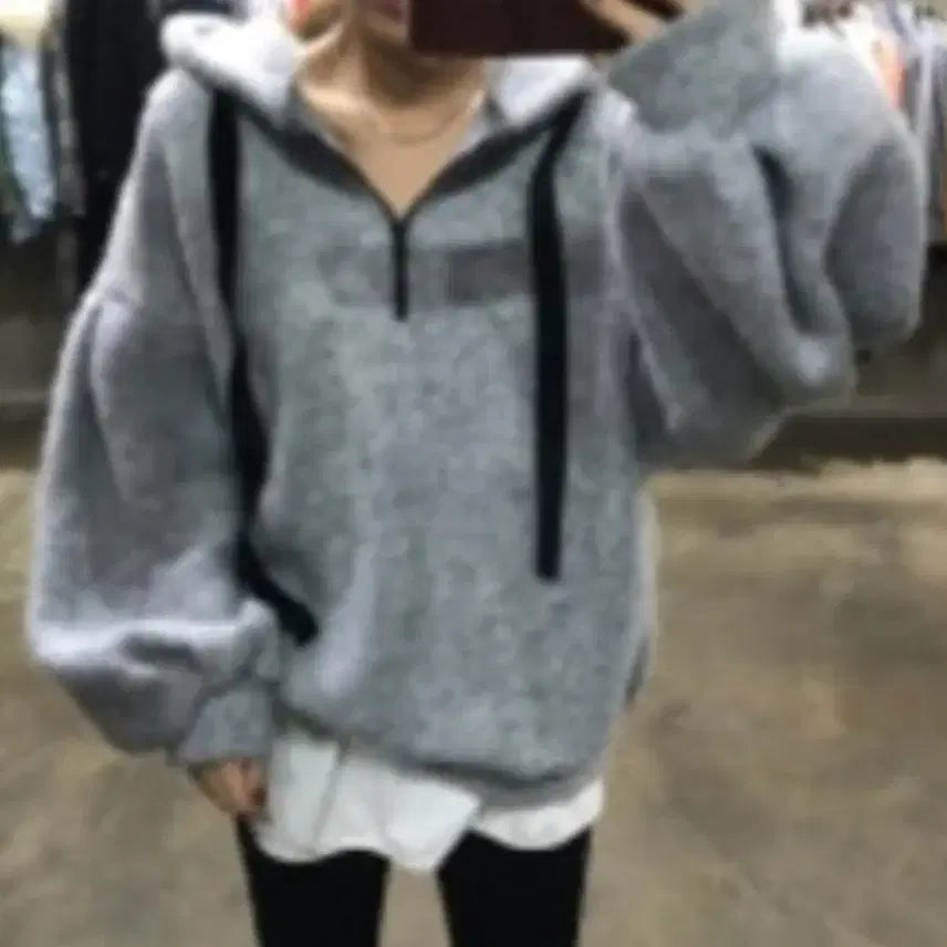 [BUNJANG] Hooded Half-Zip Top / 후드반집업