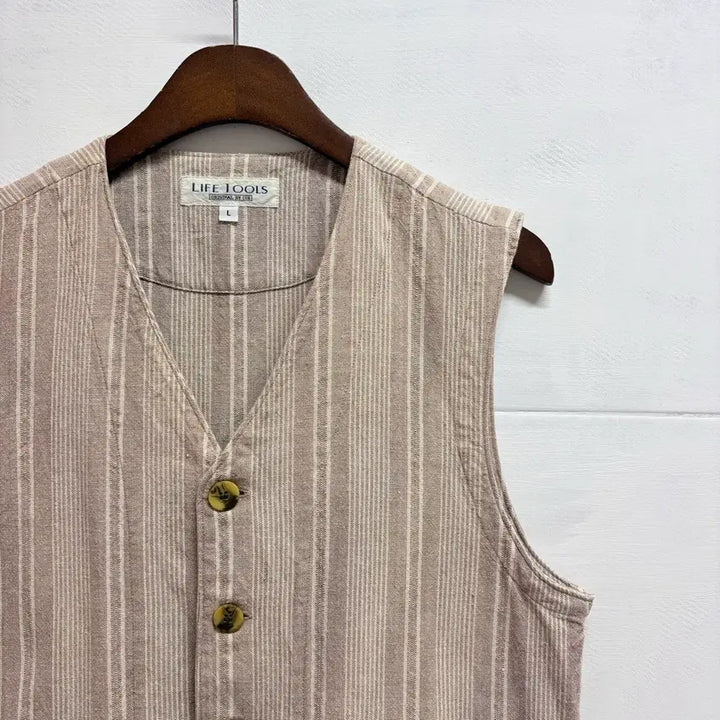 [BUNJANG] LIFE TOOLS Striped Cotton Vest JPN / LIFE TOOLS 스트라이프 코튼 베스트 조끼 JPN