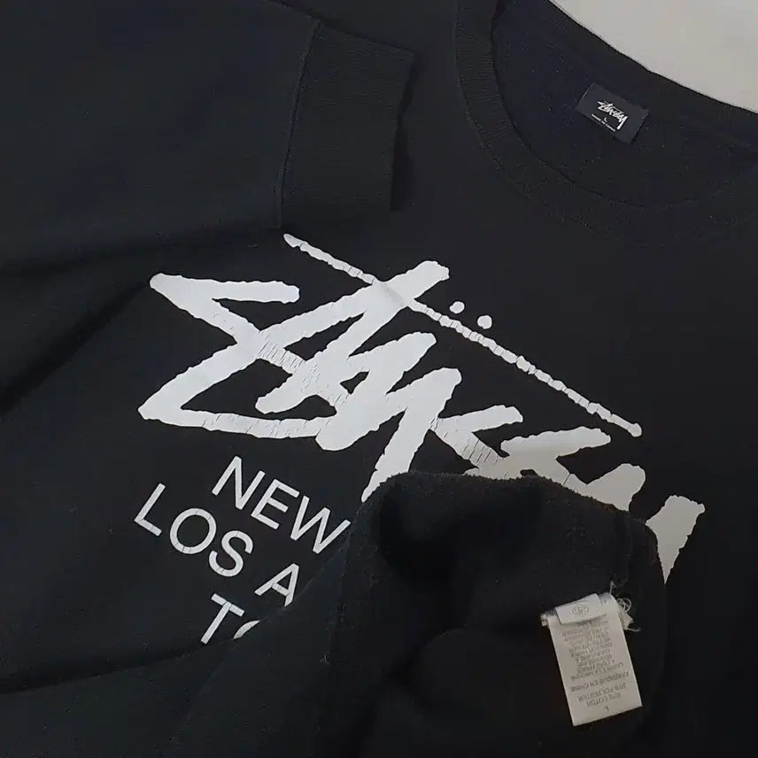 [BUNJANG] Stussy World Tour Black Sweatshirt / No.26022202 스투시 월드투어 블랙 맨투맨 티셔츠