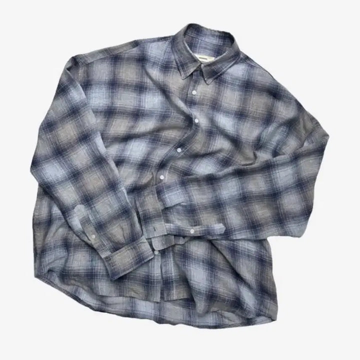 [BUNJANG] Nonode Flexible String Check Shirt Japanese Linen Blue / [1] 논노드 플렉서블 스트링 체크 셔츠 재패니즈 린넨 블루