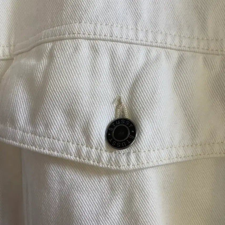 [BUNJANG] Stussy White Trucker Jacket L / 스투시 화이트 트러커 자켓 L