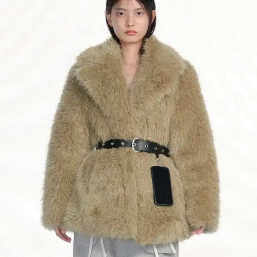 [BUNJANG] Seric Beige Faux Fur Jacket / 세릭 퍼자켓 베이지 판매해요