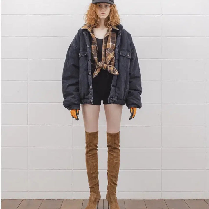 [BUNJANG] Unused Black Denim Padded Jacket / 언유즈드 블랙 데님 패딩 자켓 4