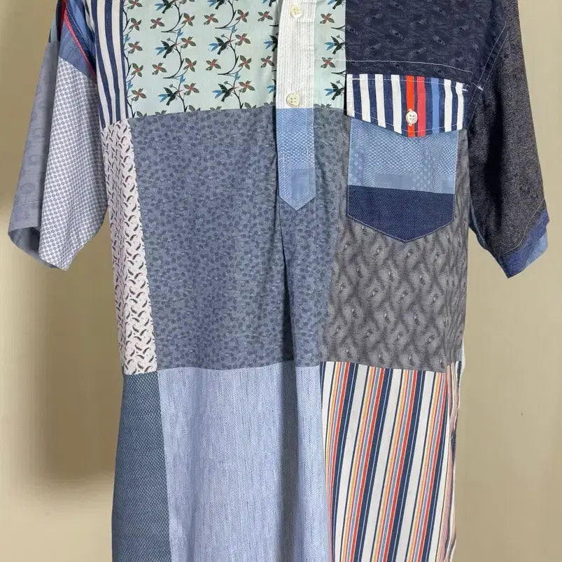 [BUNJANG] Engineered Garments Patchwork Short Sleeve Shirt / Engineered Garments 반팔 패치워크 셔츠 M (Made i