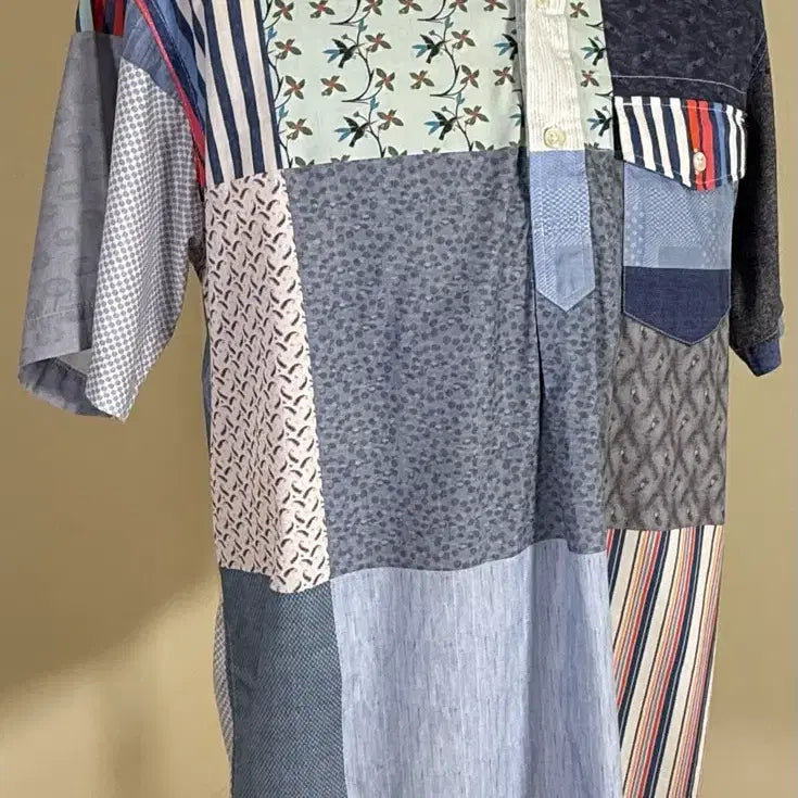 [BUNJANG] Engineered Garments Patchwork Short Sleeve Shirt / Engineered Garments 반팔 패치워크 셔츠 M (Made i