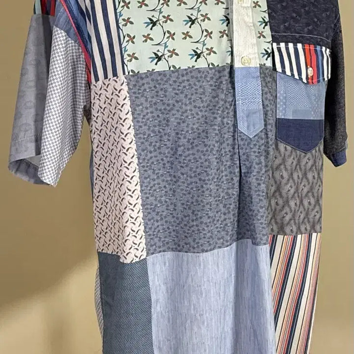 [BUNJANG] Engineered Garments Patchwork Short Sleeve Shirt / Engineered Garments 반팔 패치워크 셔츠 M (Made i