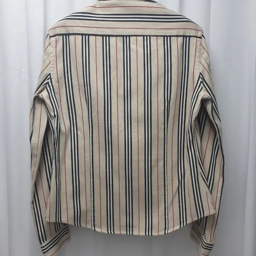 [BUNJANG] Burberry Striped Snap Button Shirt Jacket - M / 버버리 똑딱이 스트라이프 셔츠자켓 M