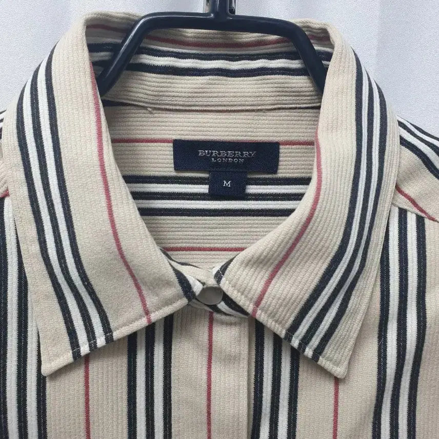 [BUNJANG] Burberry Striped Snap Button Shirt Jacket - M / 버버리 똑딱이 스트라이프 셔츠자켓 M