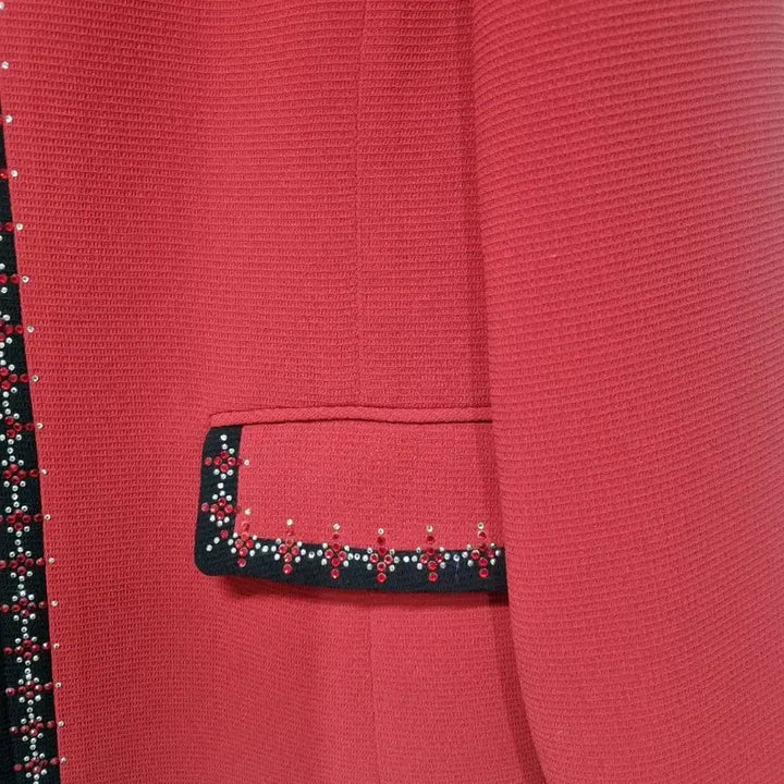 [BUNJANG] Korum Red Beaded Jacket / Korum Brand 빨간색 여성비즈 자켓 77