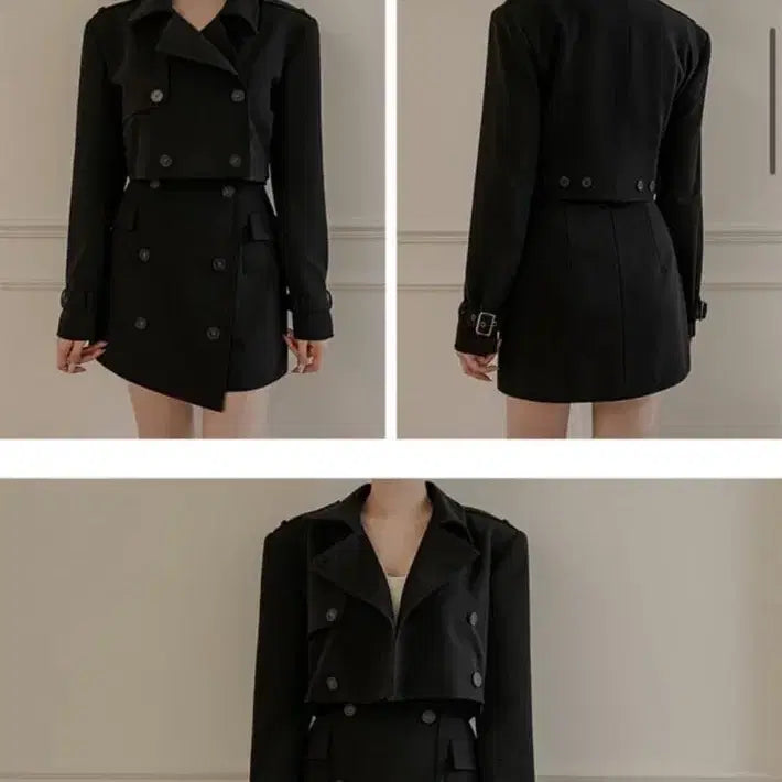 [BUNJANG] Aneu Double Short Trench Jacket Brown / 아느엘 더블 숏 트렌치 자켓 브라운/블랭