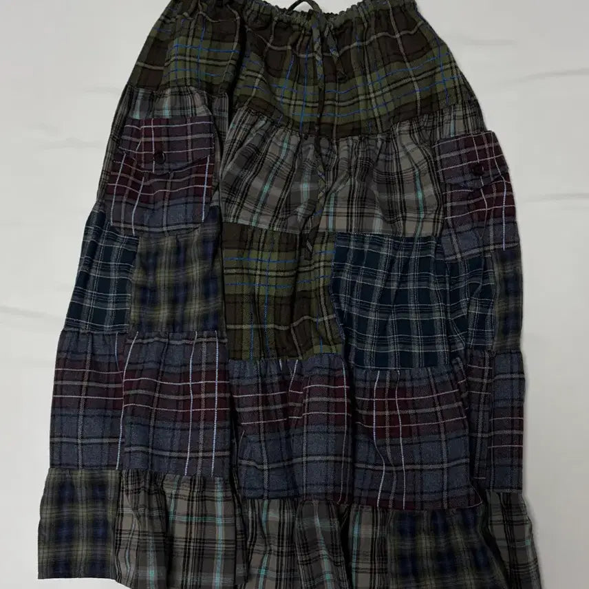 [BUNJANG] No-Content Checkered Patchwork Skirt / 노컨텐츠 보호 체크 스커트  체크 패치워크