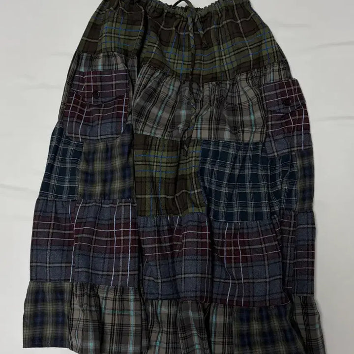[BUNJANG] No-Content Checkered Patchwork Skirt / 노컨텐츠 보호 체크 스커트  체크 패치워크