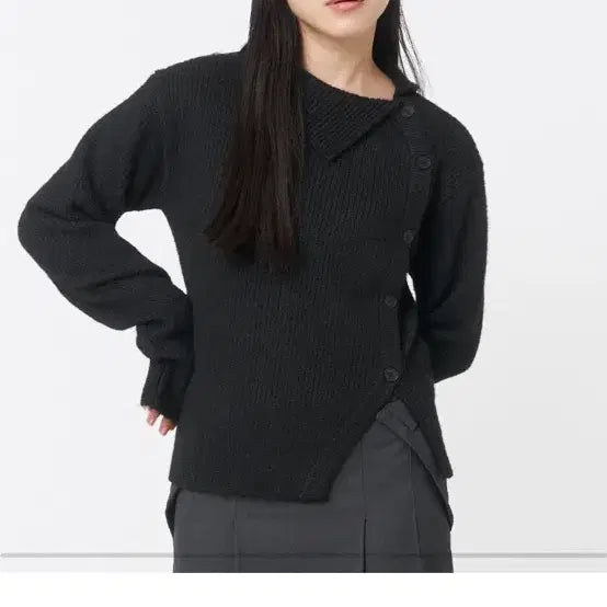 [BUNJANG] Mise-en-scene Side Button Knit Black / 미세키서울 Side button knit BLACK