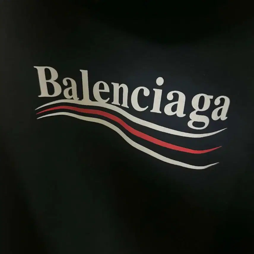 [BUNJANG] Balenciaga Wave Logo Oversized Hoodie Black / [ 105, 백화점판 ] 발렌시아가 웨이브로고 오버핏 후드 블랙