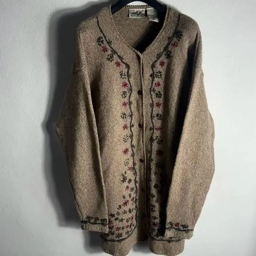 [BUNJANG] NORTHERN Nordic Long Cardigan (L) / NORTHERN 울 자수 노르딕 롱 가디건 (L)