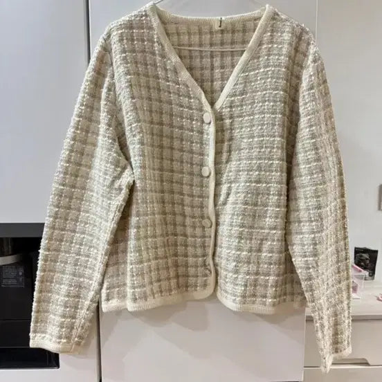 [BUNJANG] Ivory Tweed Button Cardigan / 5/26까지 아이보리 트위드 단추가디건