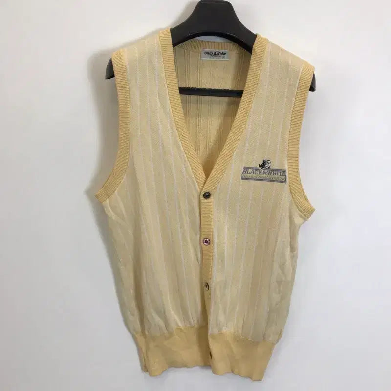 [BUNJANG] Black and White Knit Vest Cardigan [M] / 블랙엔화이트 니트 조끼가디건 [M]